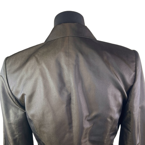 Ann Taylor 100% Silk Chocolate Brown Bronze Blazer Jacket Career Coat Classic - Picture 8 of 14